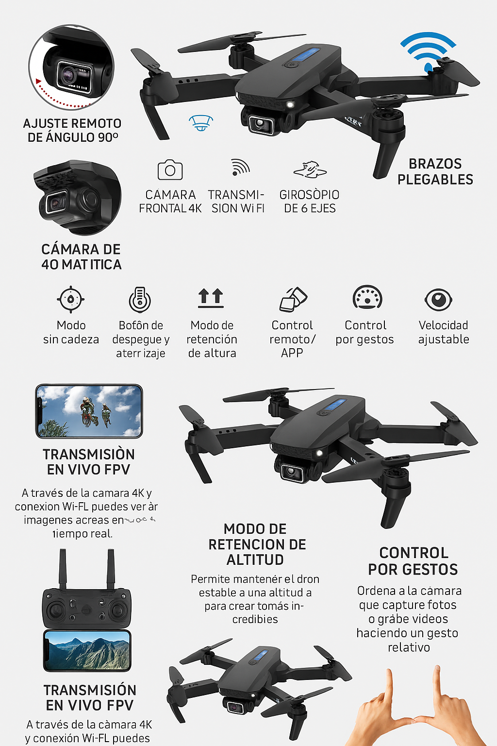 Drone 4k Plegable PRO